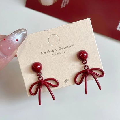 Retro Red Bowknot Earrings - R&N 