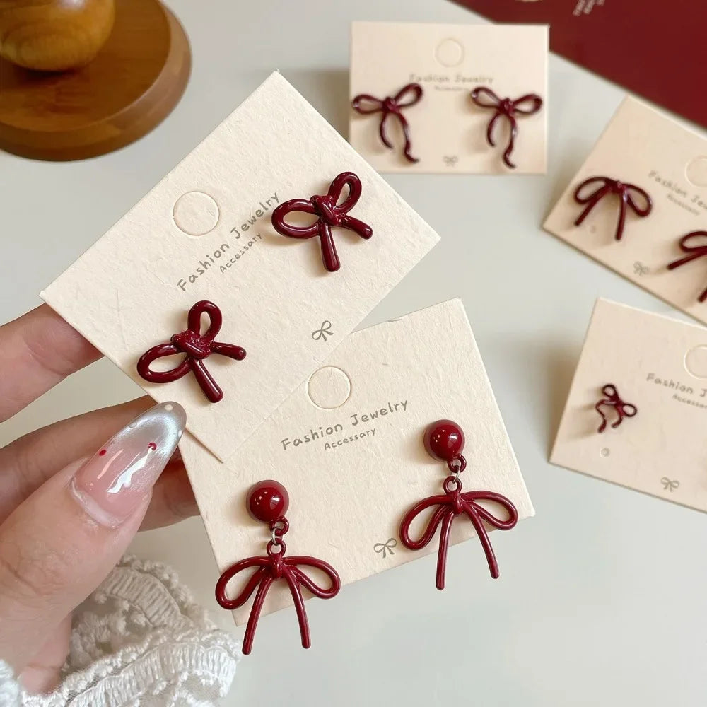 Retro Red Bowknot Earrings - R&N 