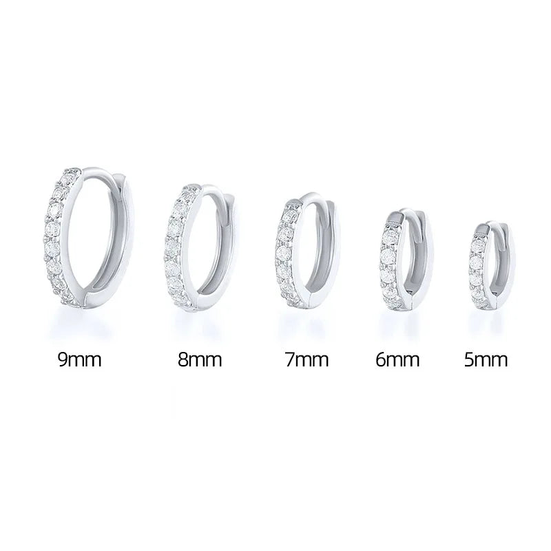 2PCS Stainless Steel Minimal Crystal Zirconia Hoop Earrings Gold Silver Color Small Huggie Cartilage Earring Piercing Jewelry