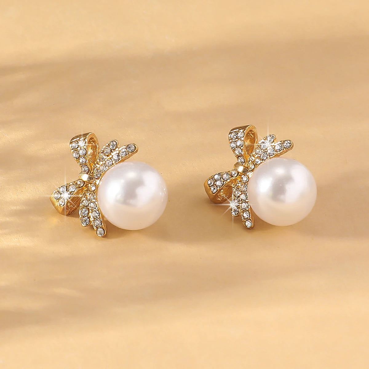 Silver Bow Pearl & Diamond Earrings - R&N 