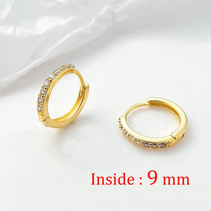 2PCS Stainless Steel Minimal Crystal Zirconia Hoop Earrings Gold Silver Color Small Huggie Cartilage Earring Piercing Jewelry