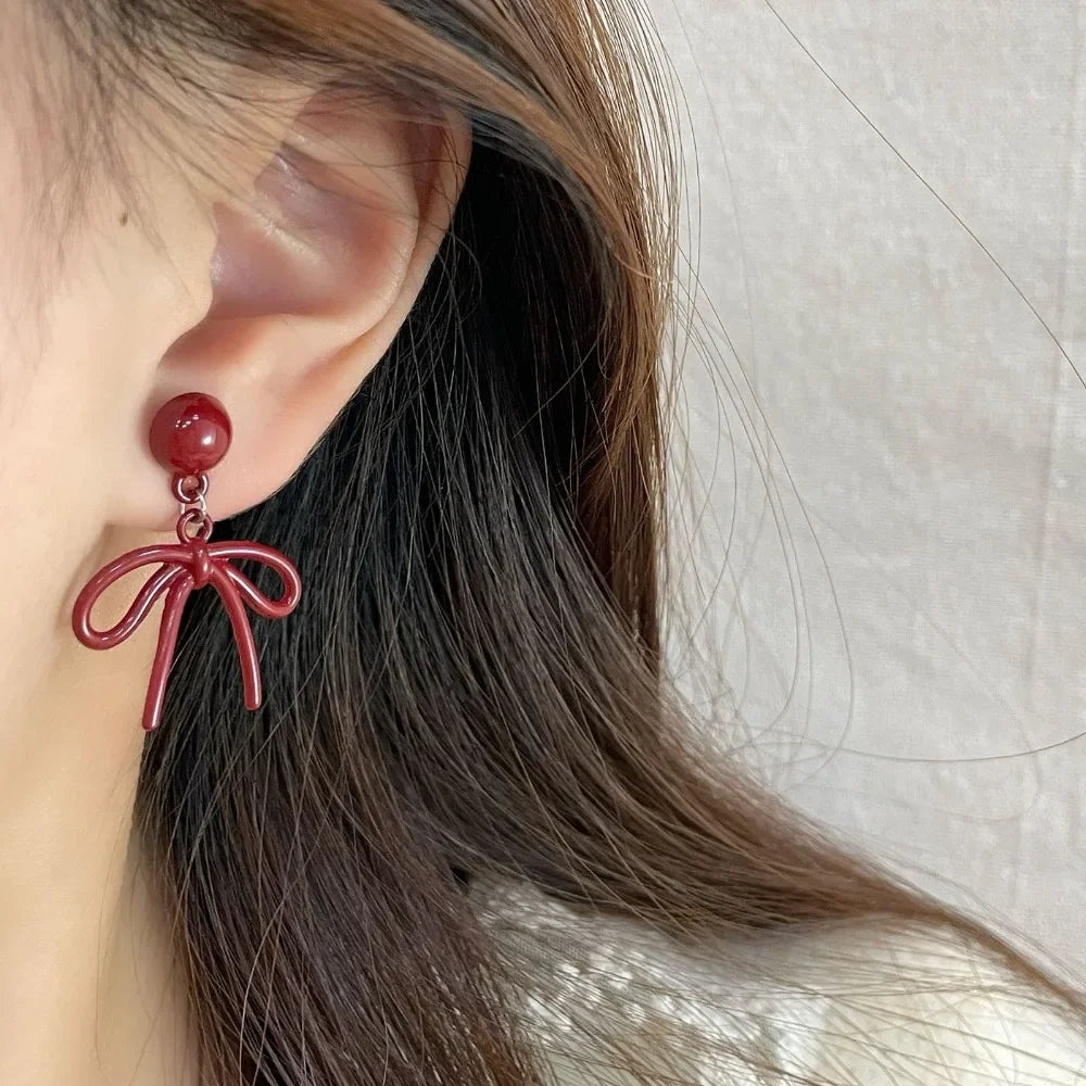 Retro Red Bowknot Earrings - R&N 
