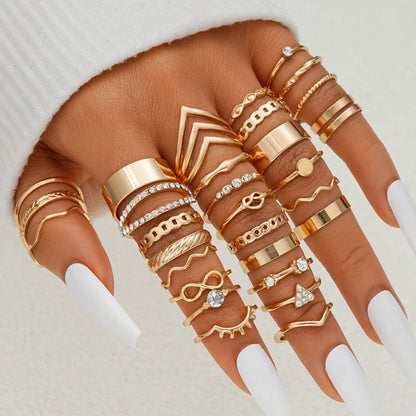 💍58PCS Bohemian Gold Ring Set
